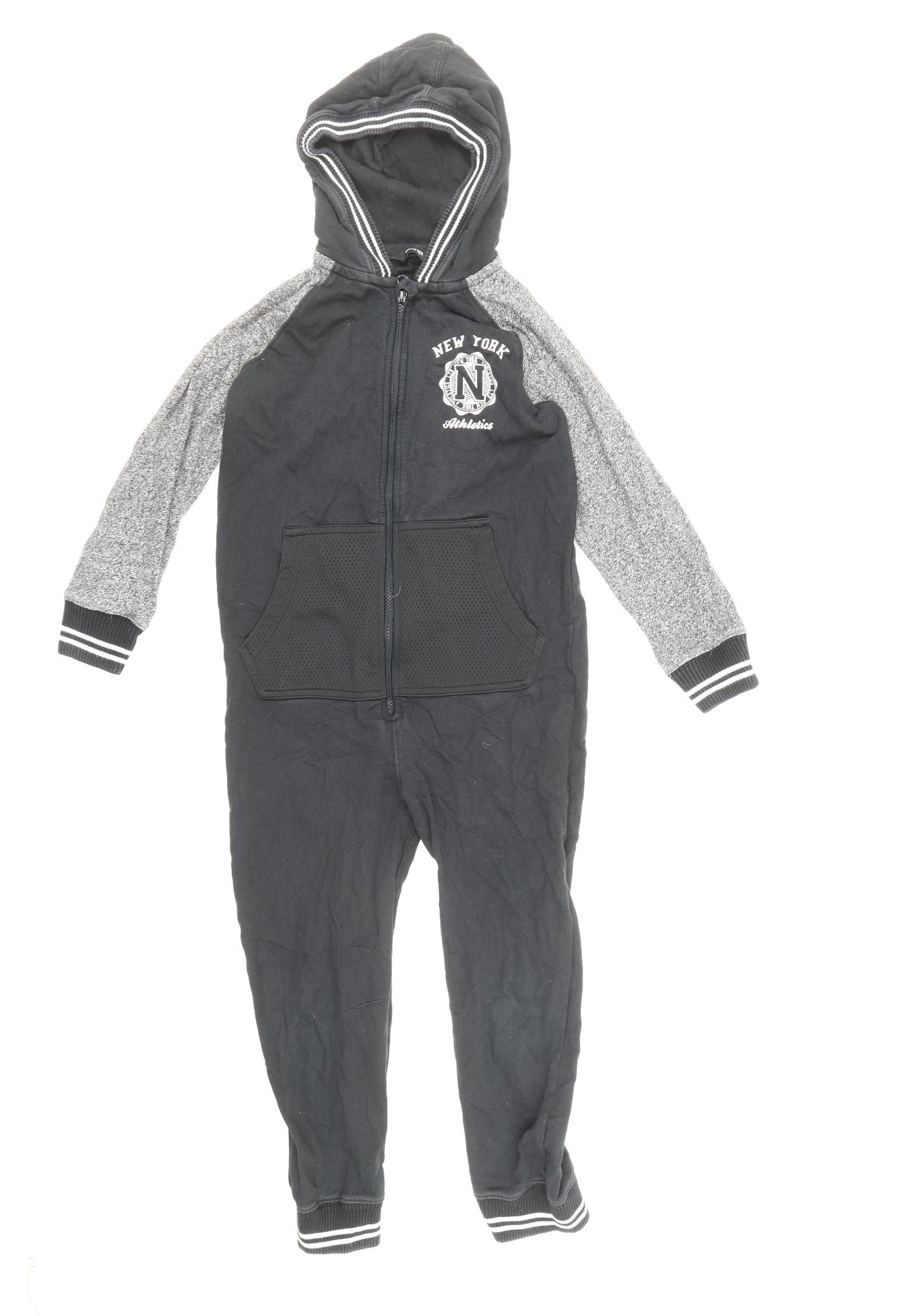 Geroge Boys Black Colourblock Cotton Bodysuit Size 7-8 Years Zip