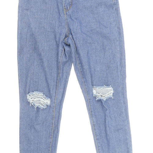 Boohoo Womens Blue Cotton Skinny Jeans Size 10 L29 in Regular Zip
