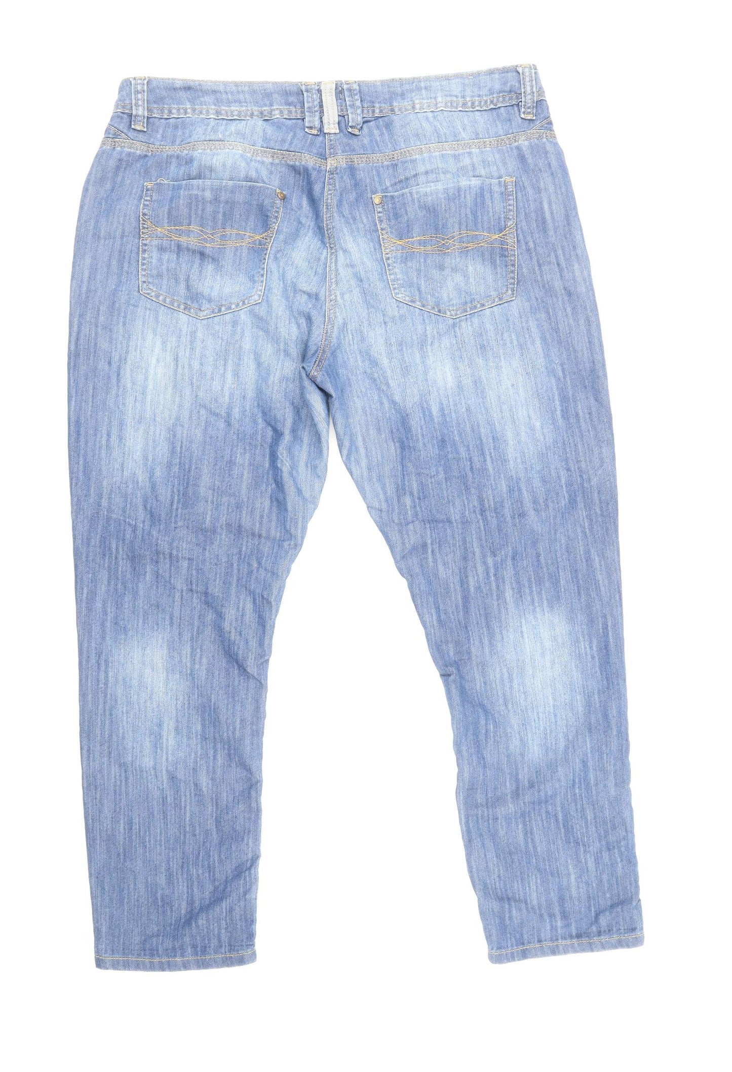 F&F Womens Blue Cotton Tapered Jeans Size 18 L29 in Regular Zip