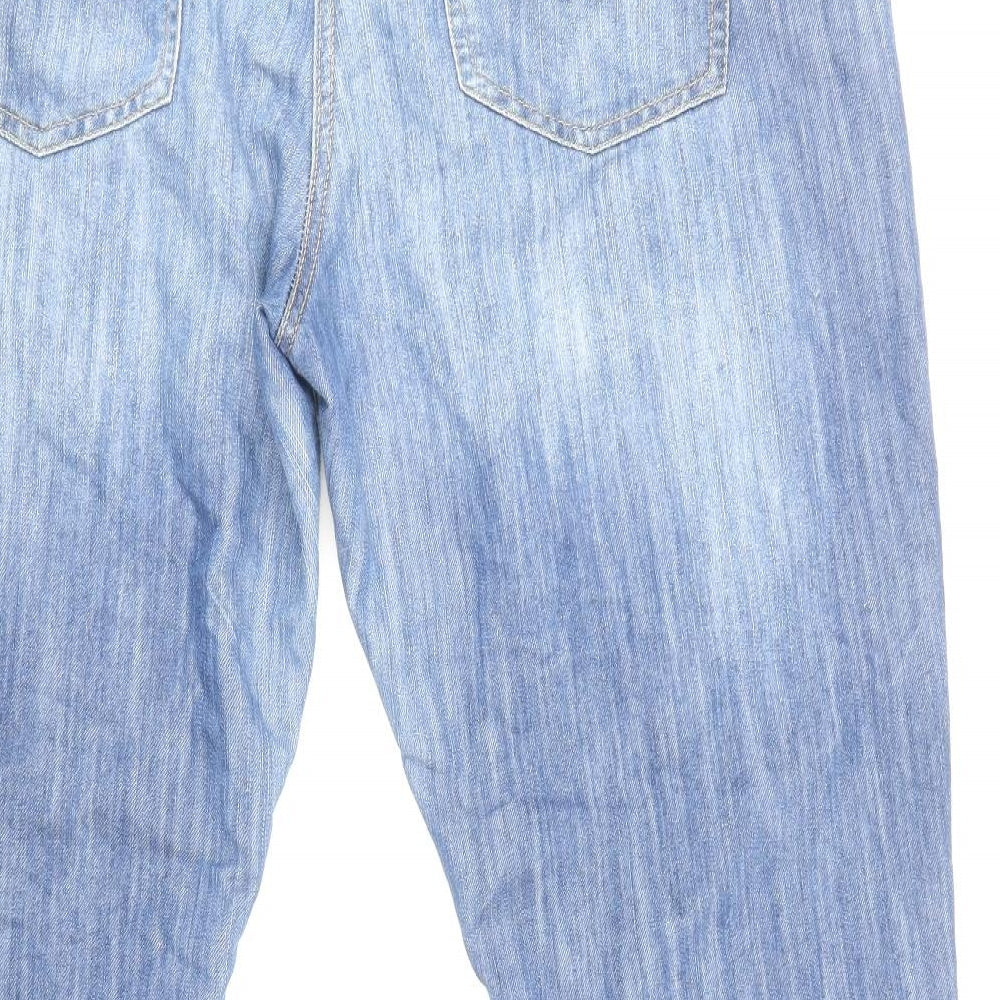 F&F Womens Blue Cotton Tapered Jeans Size 18 L29 in Regular Zip