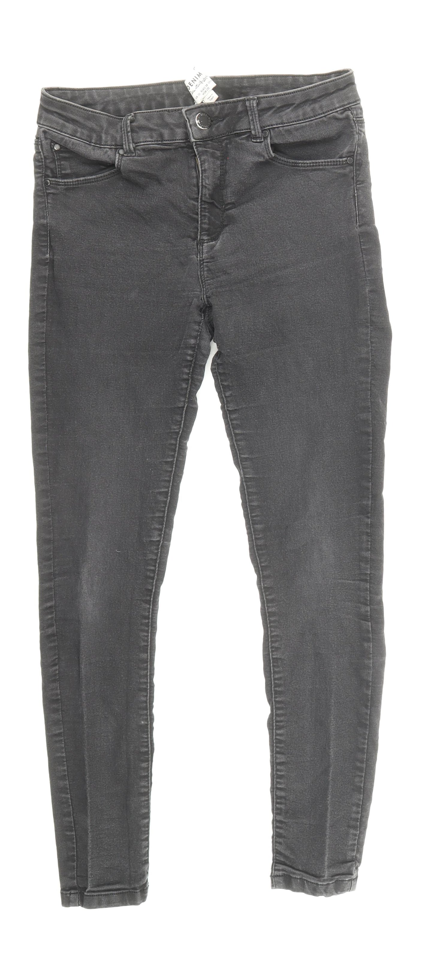 Miss Selfridge Womens Black Cotton Skinny Jeans Size 10 L27 in Regular Zip