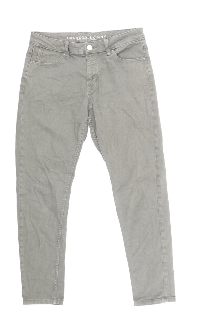 Marks & Spencer Womens Grey Cotton Skinny Jeans Size 10 L28.5 in Regular Zip
