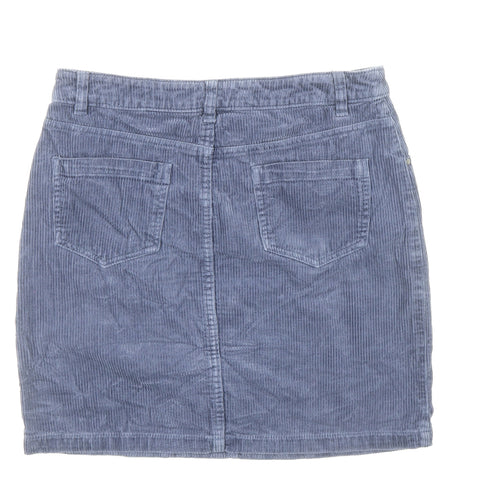 TU Womens Blue Cotton A-Line Skirt Size 10 Button