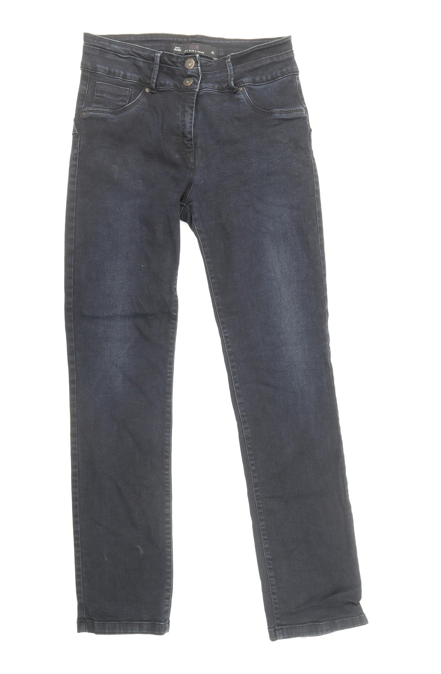 NEXT Womens Blue Cotton Straight Jeans Size 14 L32 in Regular Zip