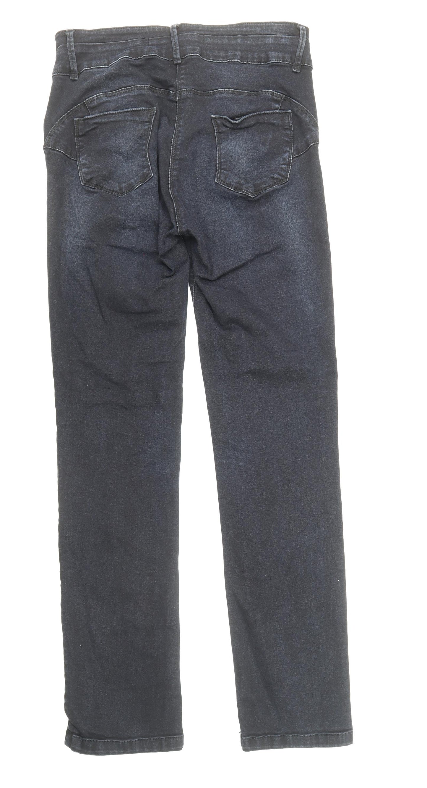 NEXT Womens Blue Cotton Straight Jeans Size 14 L32 in Regular Zip