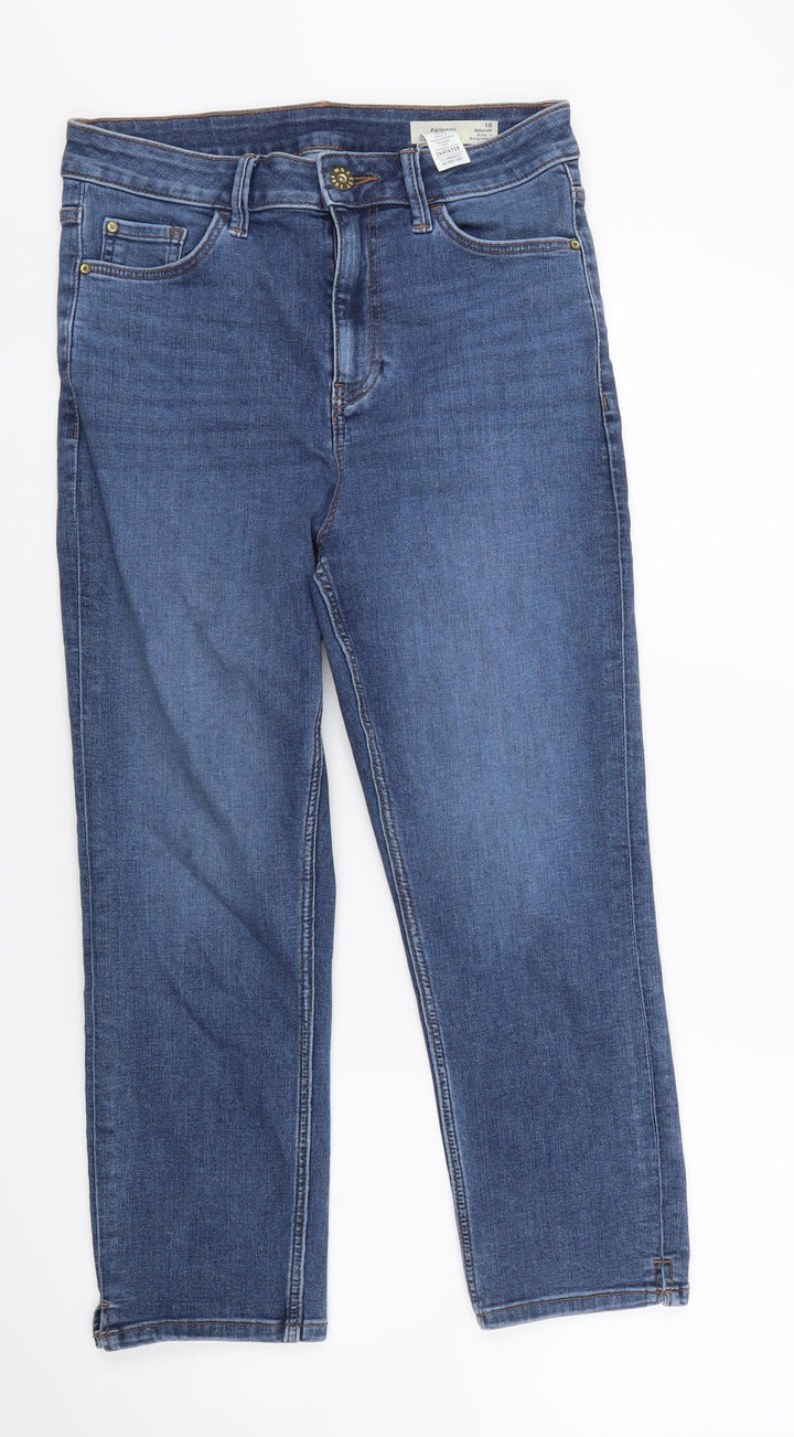 Mark Shale Womens Blue Cotton Straight Jeans Size 10 L22 in Regular Button
