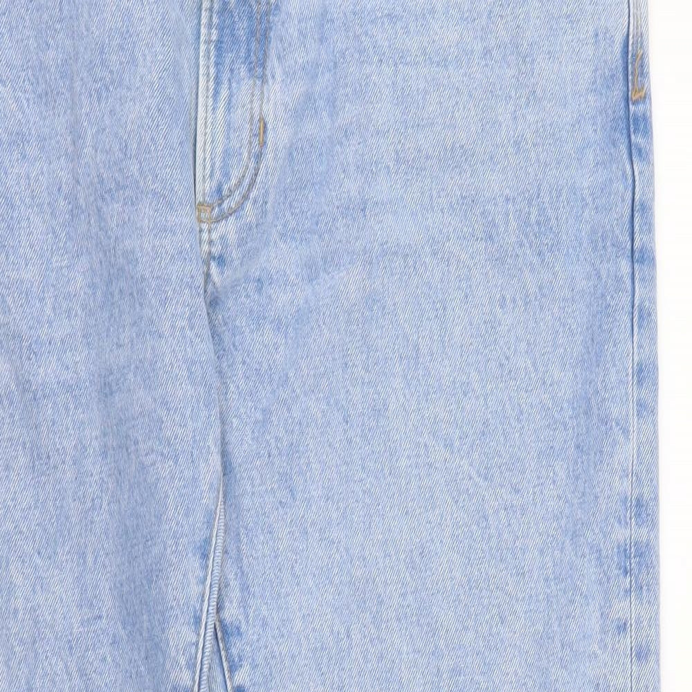 Marks and Spencer Mens Blue Cotton Straight Jeans Size 38 in L31 in Regular Button