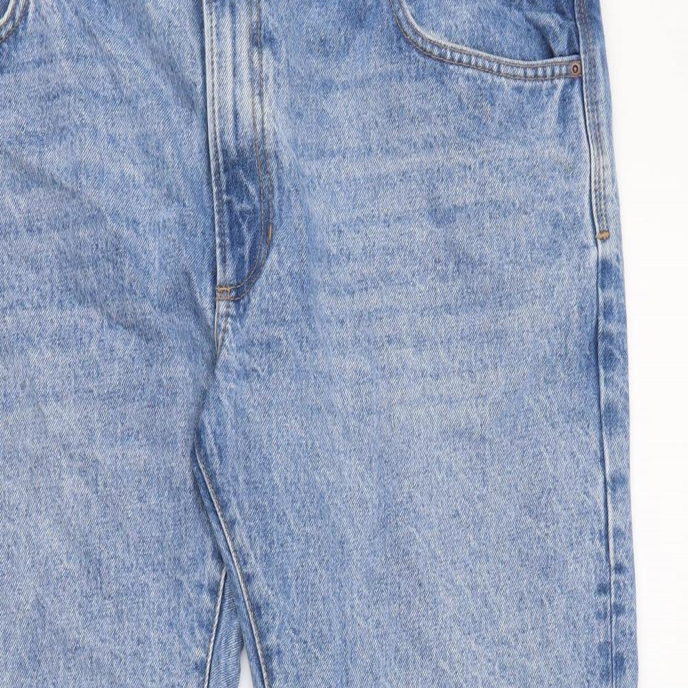 Marks and Spencer Mens Blue Cotton Straight Jeans Size 40 in L29 in Regular Button