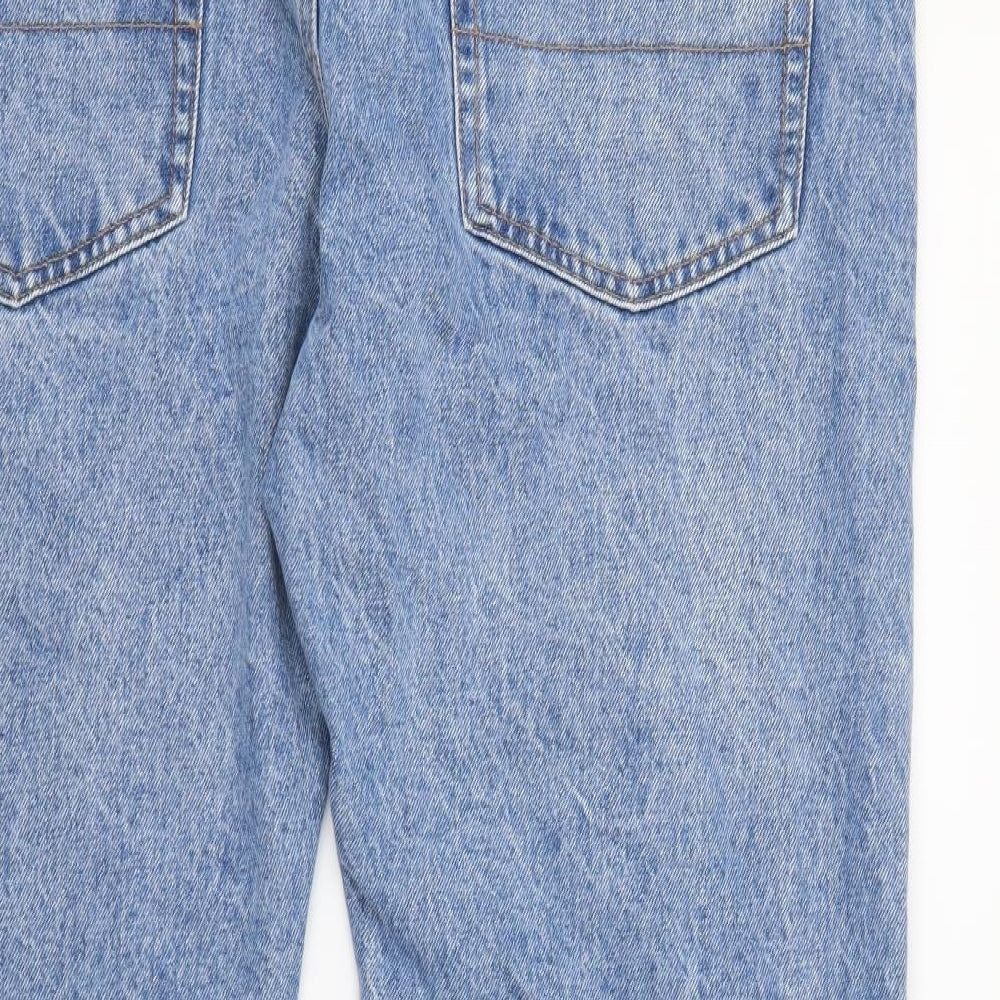 Marks and Spencer Mens Blue Cotton Straight Jeans Size 40 in L29 in Regular Button