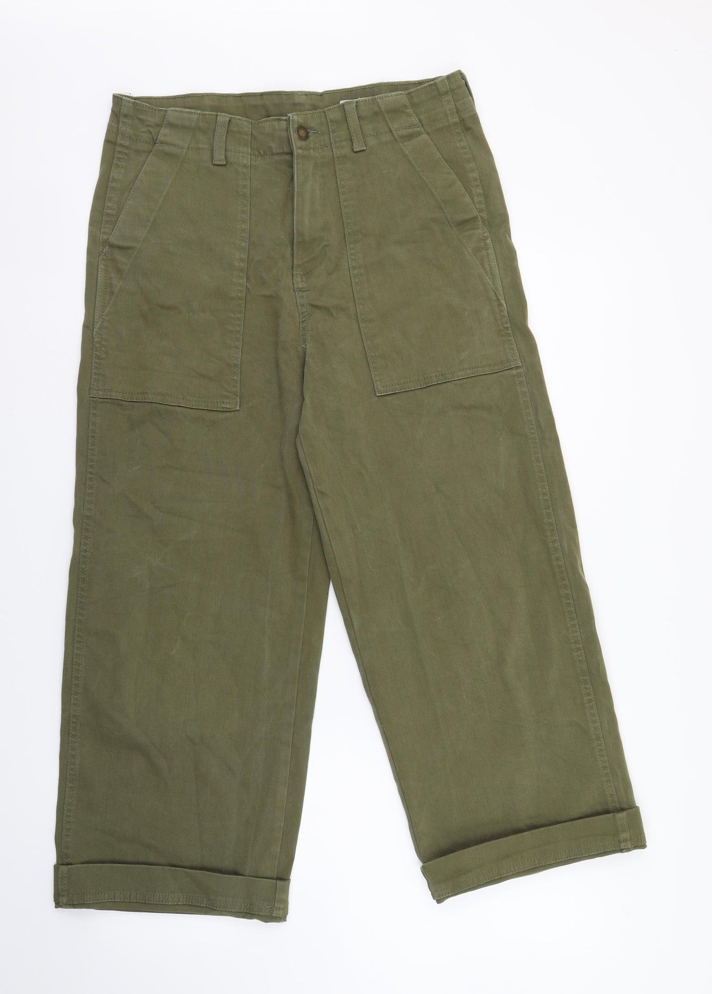 Marks and Spencer Womens Green Cotton Straight Jeans Size 12 L23 in Regular Button