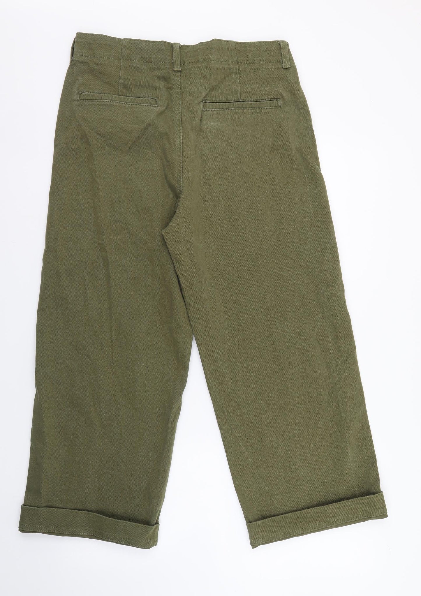 Marks and Spencer Womens Green Cotton Straight Jeans Size 12 L23 in Regular Button