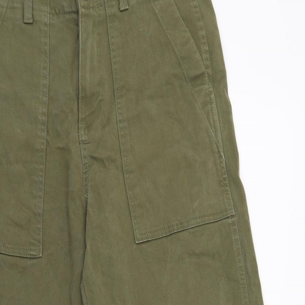 Marks and Spencer Womens Green Cotton Straight Jeans Size 12 L23 in Regular Button