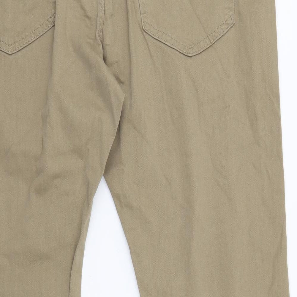 Marks and Spencer Mens Brown Cotton Straight Jeans Size 40 in L31 in Regular Button