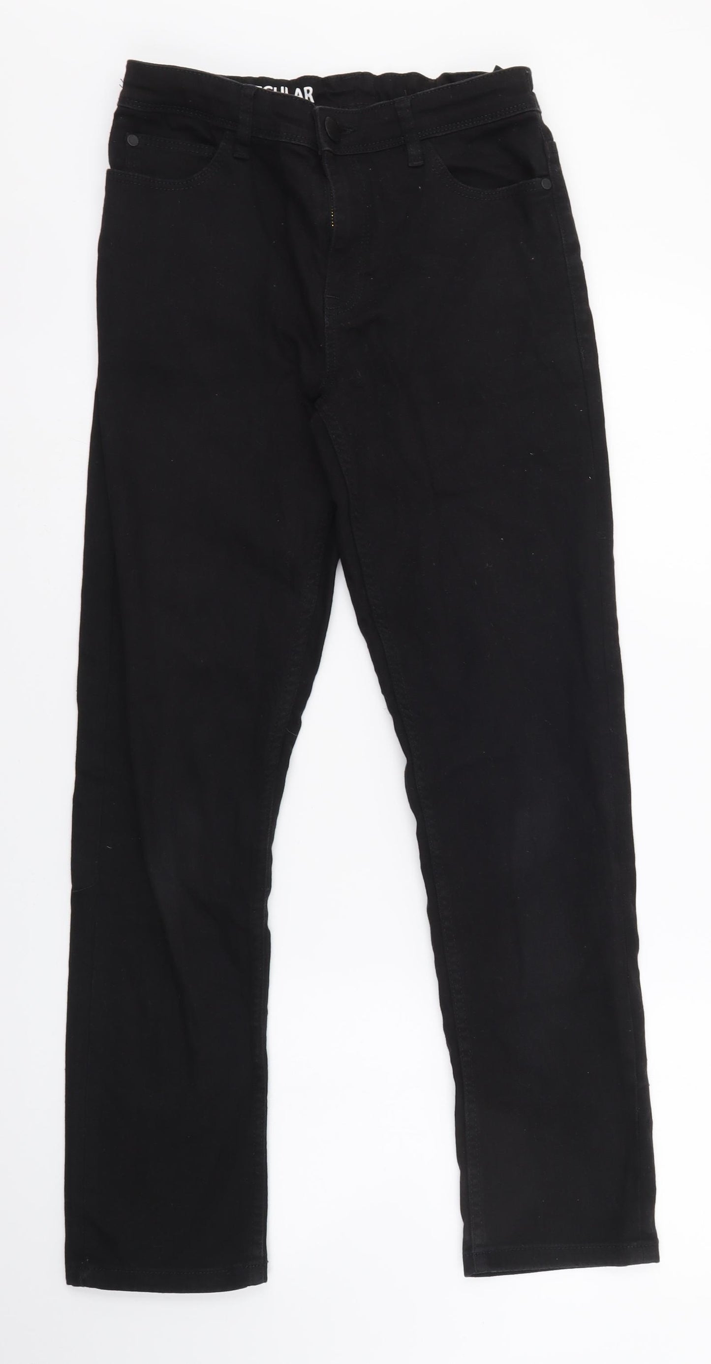 NEXT Boys Black Cotton Straight Jeans Size 12 Years L27 in Regular Button