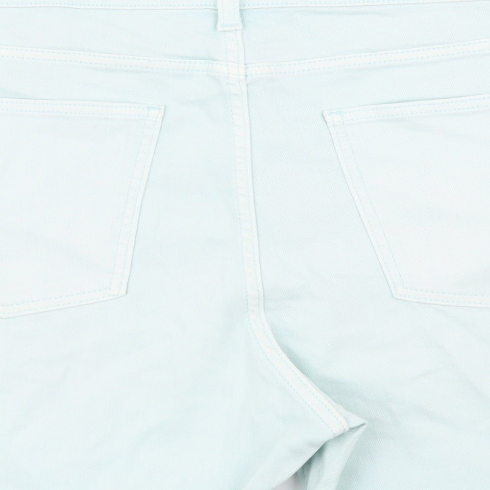 Marks and Spencer Womens Blue Cotton Boyfriend Shorts Size 22 L6 in Regular Button