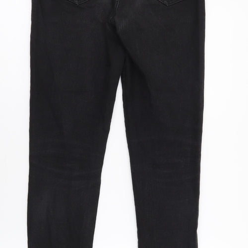 ESMARA Womens Black Herringbone Cotton Skinny Jeans Size 8 L30 in Regular Button