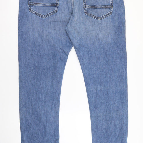 Marks and Spencer Mens Blue Cotton Skinny Jeans Size 38 in L31 in Regular Button