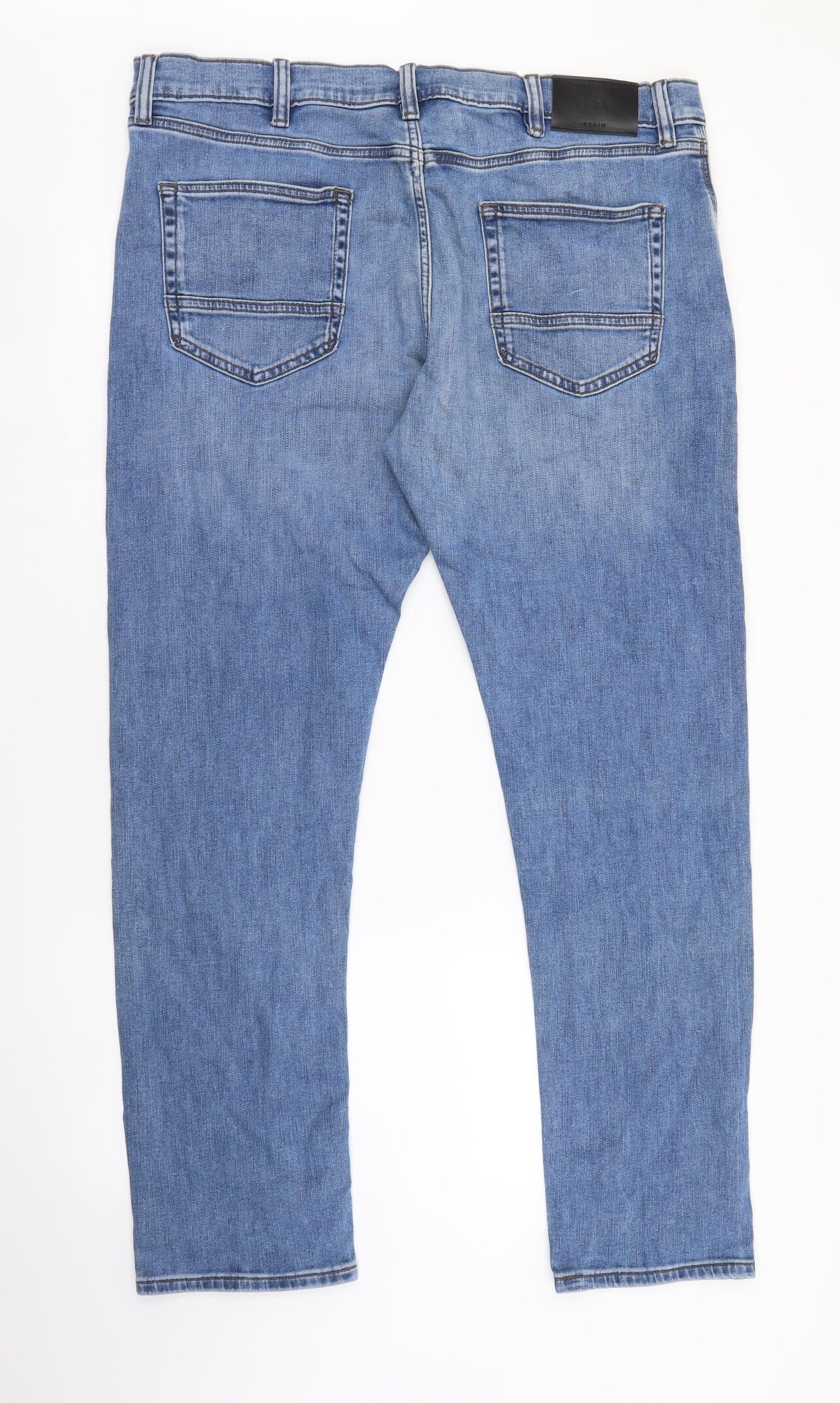 Marks and Spencer Mens Blue Cotton Skinny Jeans Size 38 in L31 in Regular Button