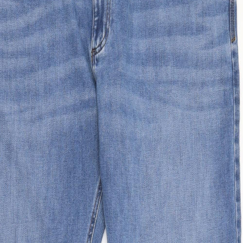 Marks and Spencer Mens Blue Cotton Straight Jeans Size 44 in L31 in Regular Button