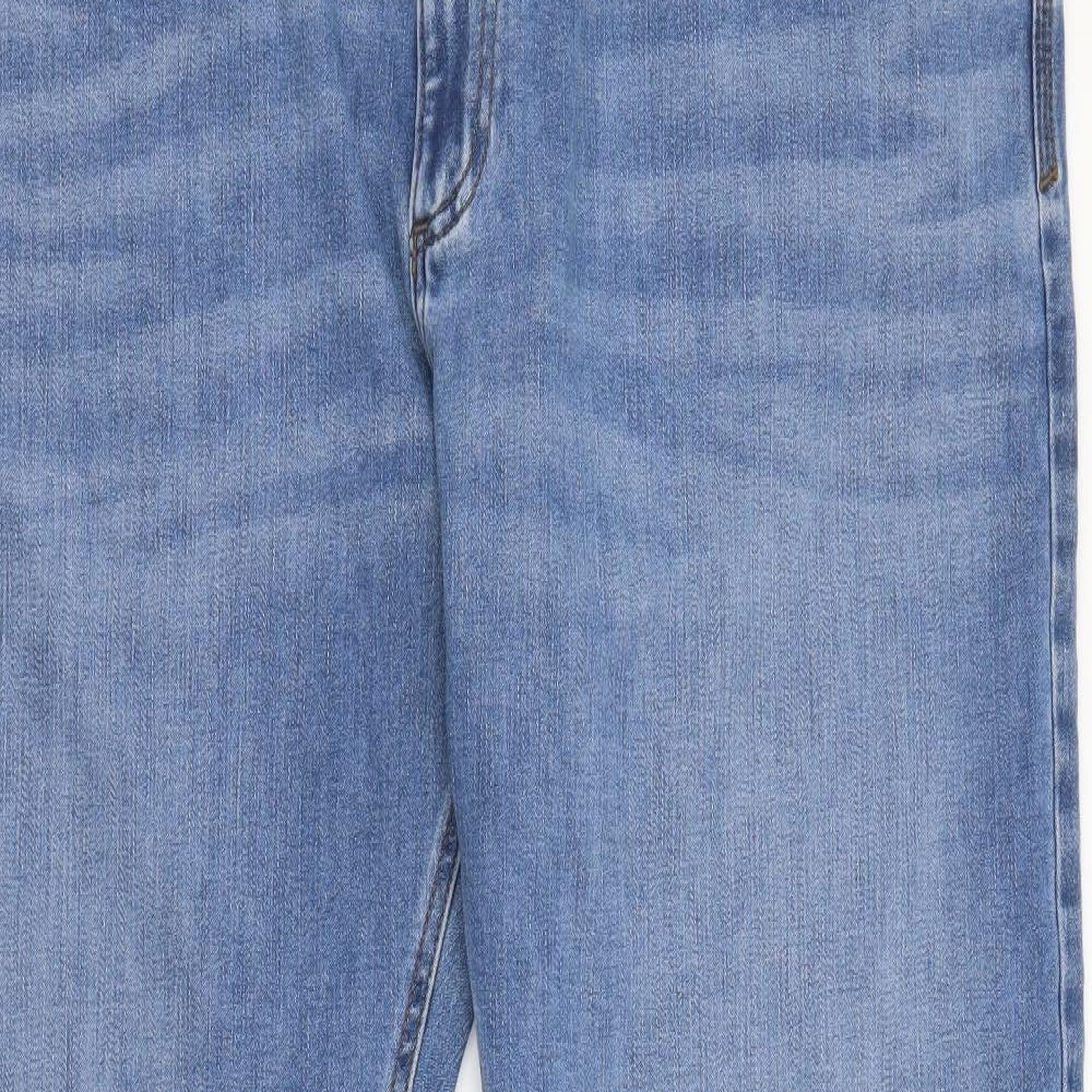 Marks and Spencer Mens Blue Cotton Straight Jeans Size 44 in L31 in Regular Button