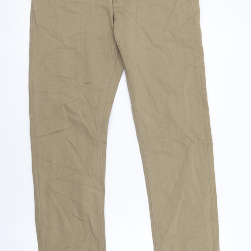 Marks and Spencer Mens Brown Cotton Straight Jeans Size 30 in L33 in Regular Button