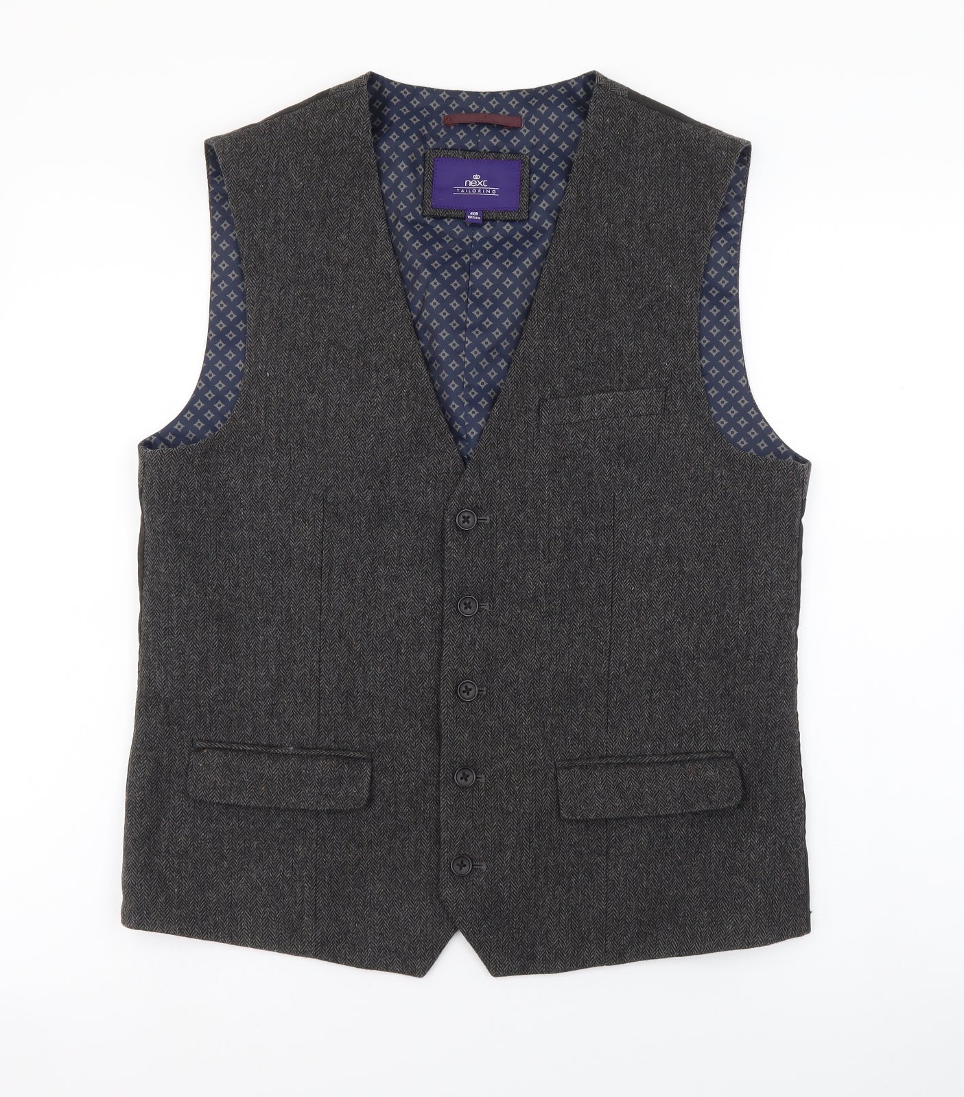 NEXT Mens Black Wool Jacket Suit Waistcoat Size 40