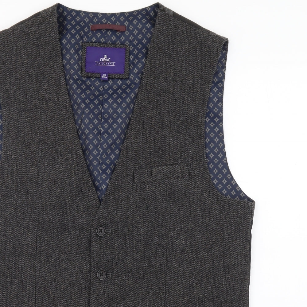 NEXT Mens Black Wool Jacket Suit Waistcoat Size 40