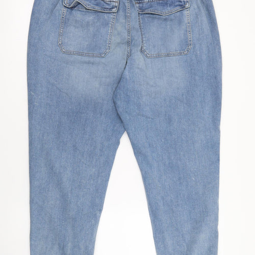 Marks and Spencer Womens Blue Cotton Straight Jeans Size 18 L26 in Regular Button