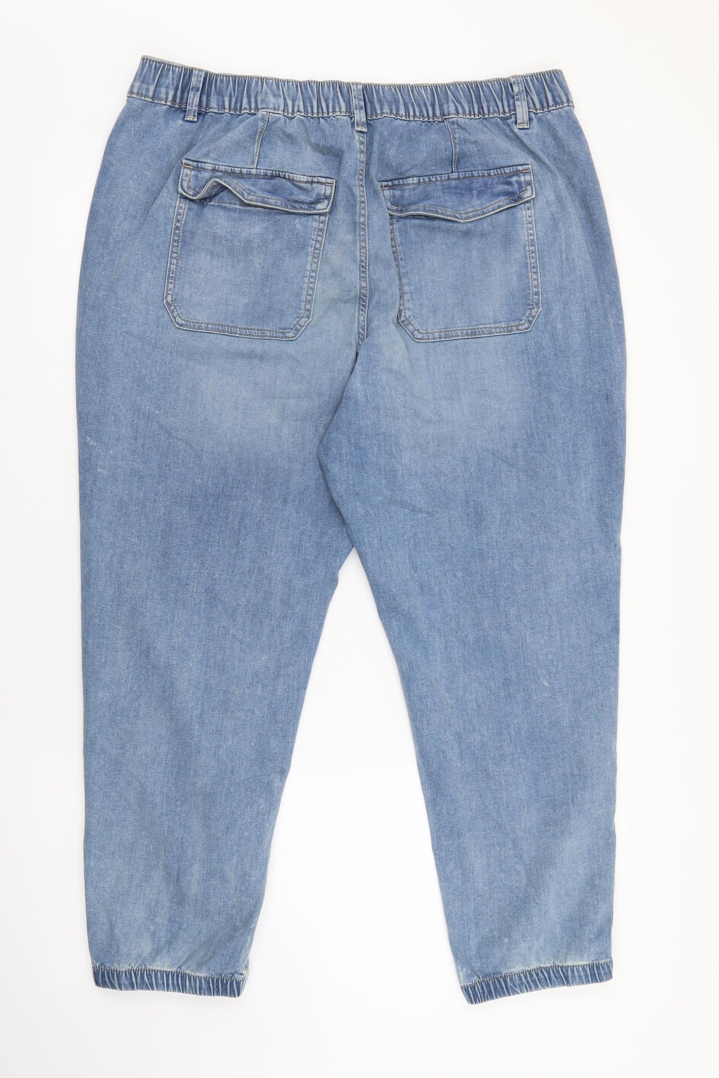 Marks and Spencer Womens Blue Cotton Straight Jeans Size 18 L26 in Regular Button