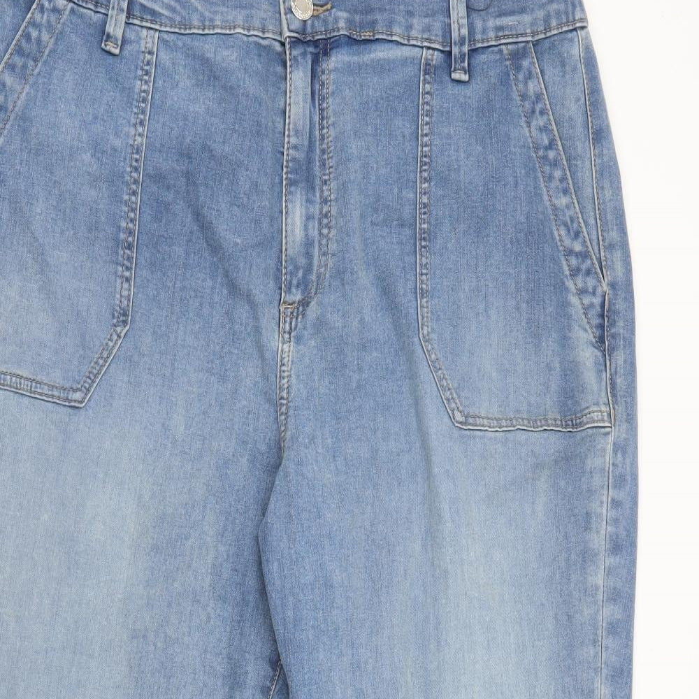 Marks and Spencer Womens Blue Cotton Straight Jeans Size 18 L26 in Regular Button