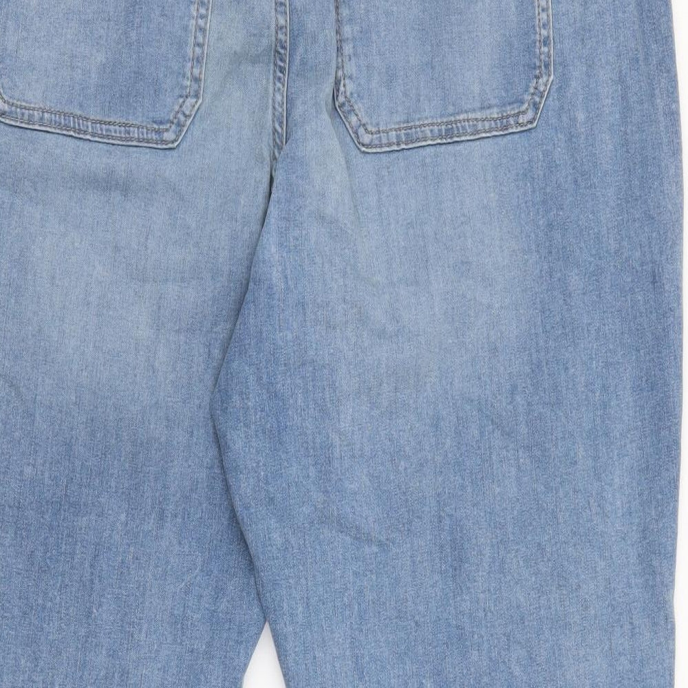 Marks and Spencer Womens Blue Cotton Straight Jeans Size 18 L26 in Regular Button