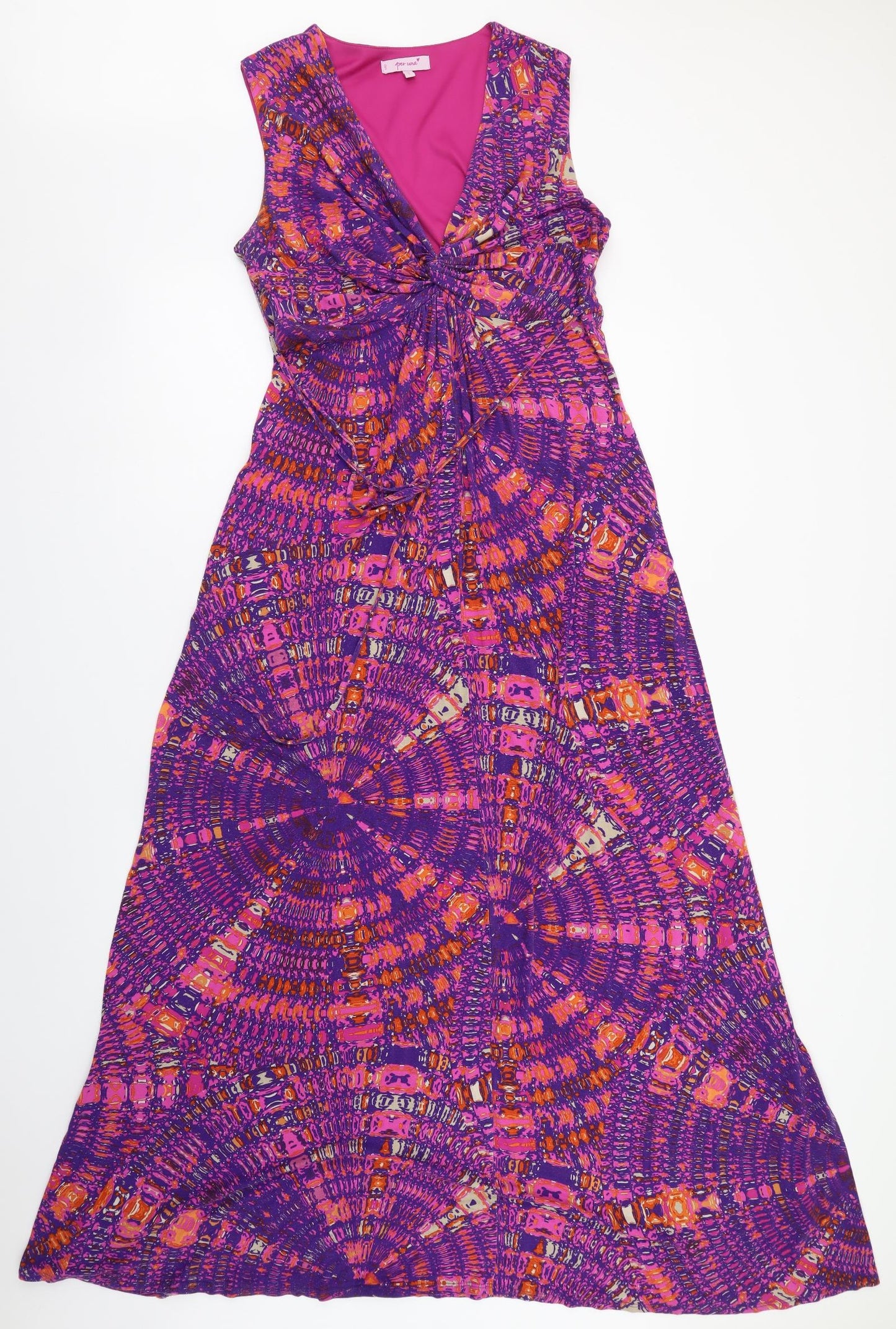 Per Una Womens Purple Geometric Viscose A-Line Size 16 V-Neck Pullover