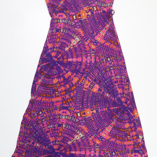 Per Una Womens Purple Geometric Viscose A-Line Size 16 V-Neck Pullover