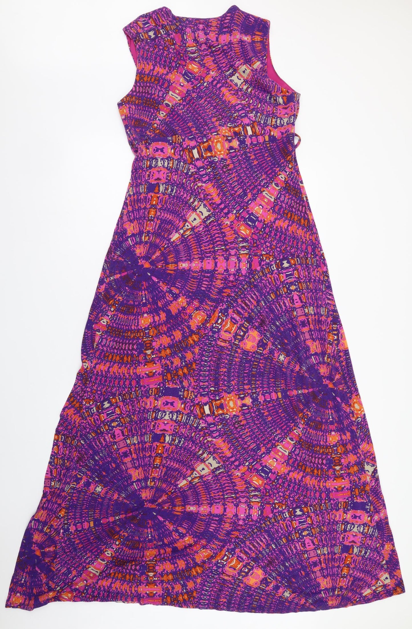 Per Una Womens Purple Geometric Viscose A-Line Size 16 V-Neck Pullover