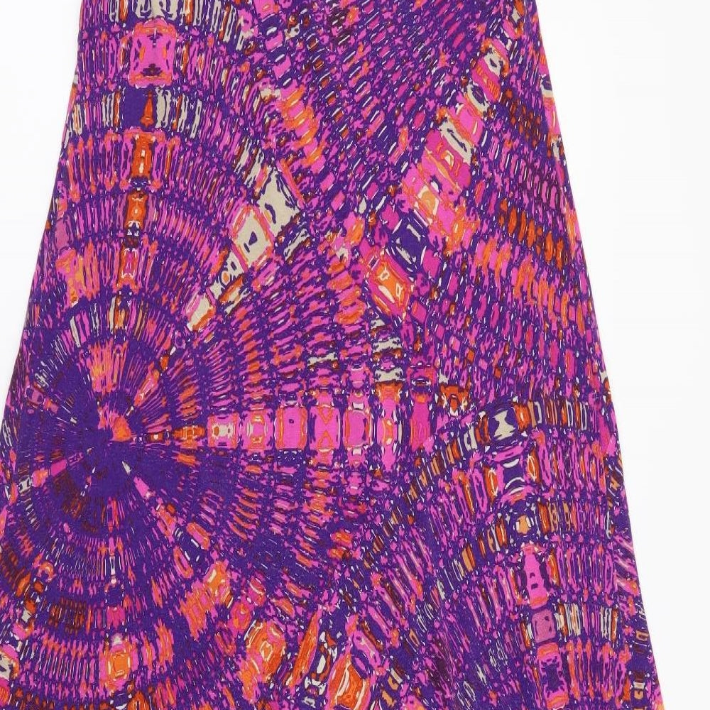 Per Una Womens Purple Geometric Viscose A-Line Size 16 V-Neck Pullover