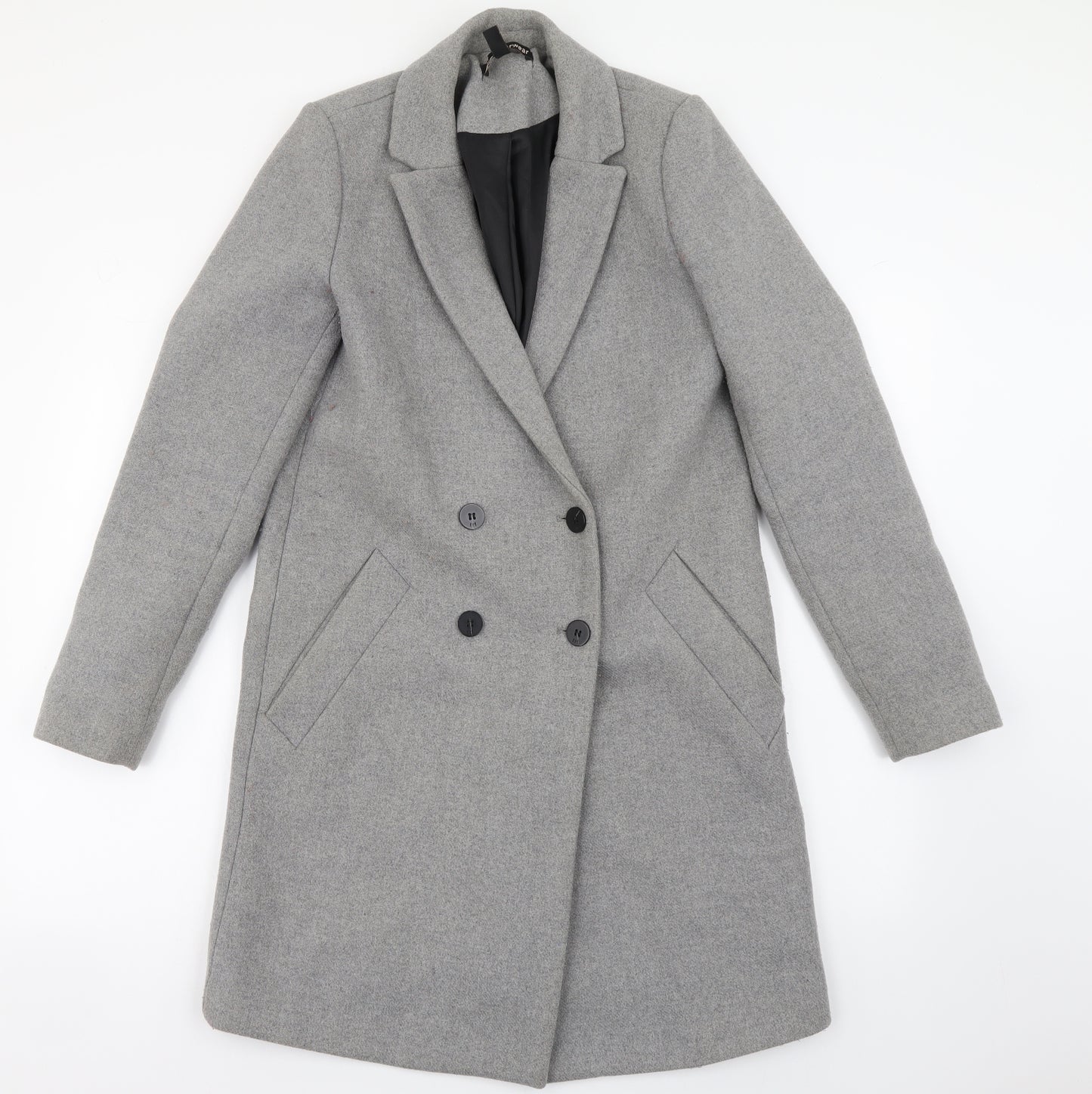Trf Womens Grey Overcoat Coat Size XS Button