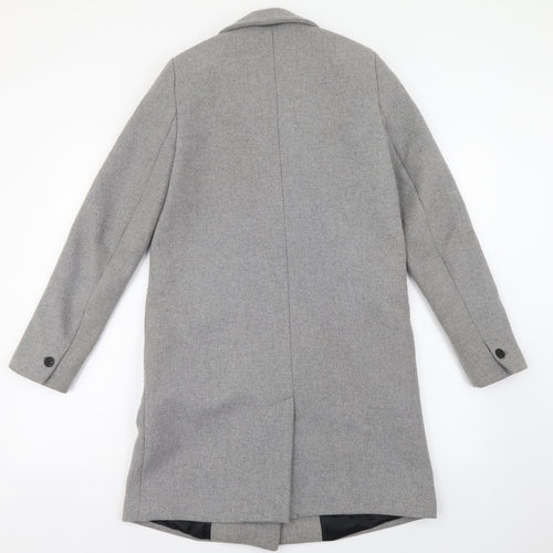 Trf Womens Grey Overcoat Coat Size XS Button