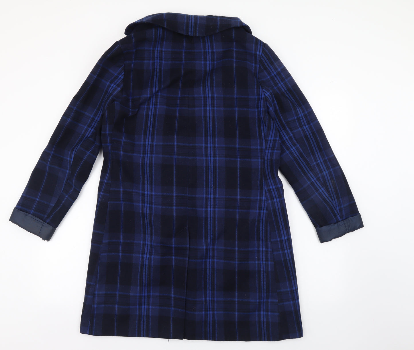 Fearne Cotton Womens Blue Plaid Overcoat Coat Size 12