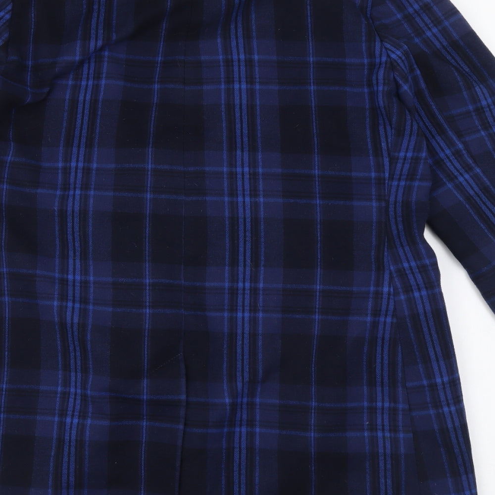Fearne Cotton Womens Blue Plaid Overcoat Coat Size 12
