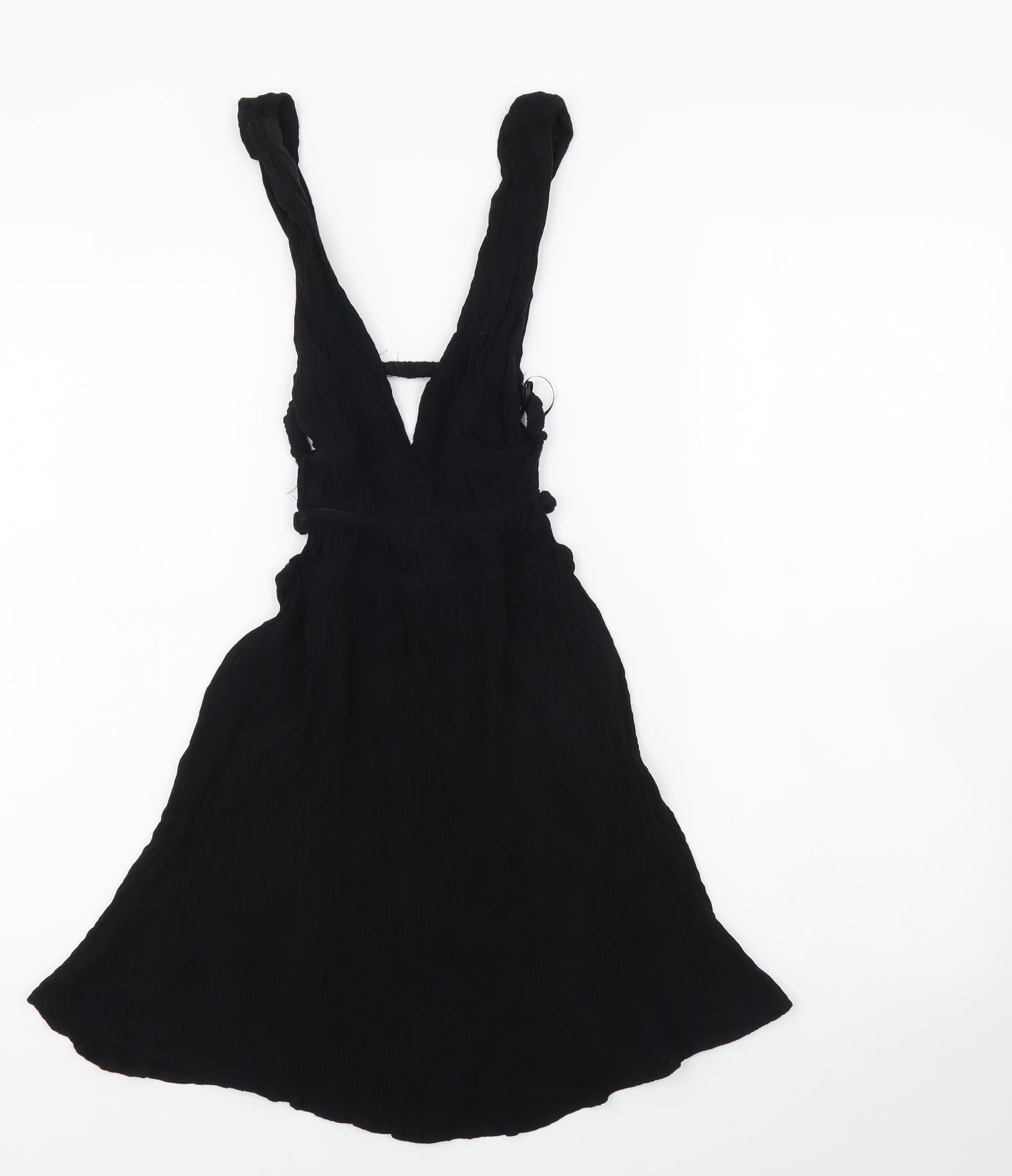 Zara Womens Black Viscose Fit & Flare Size 4 V-Neck Pullover