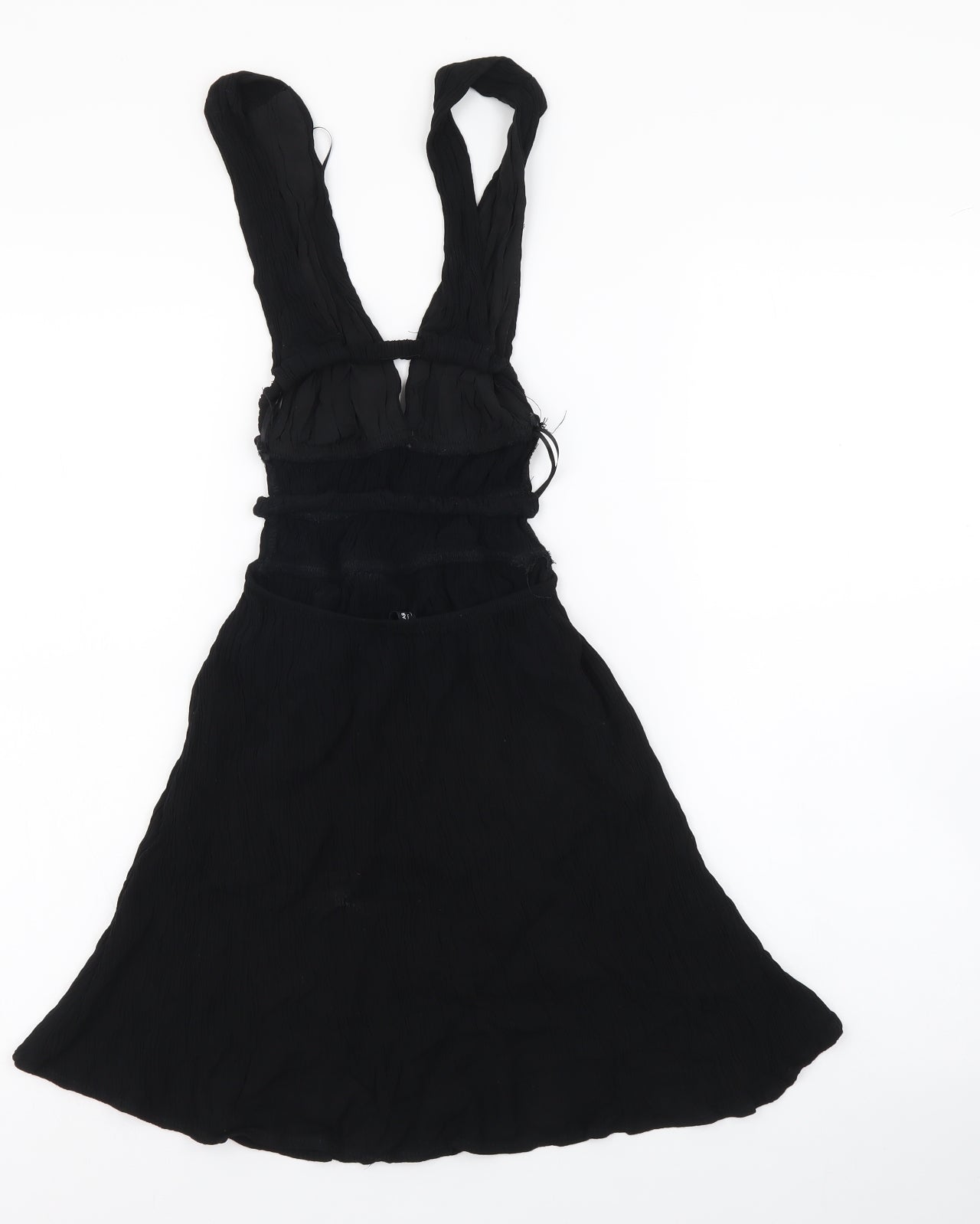 Zara Womens Black Viscose Fit & Flare Size 4 V-Neck Pullover