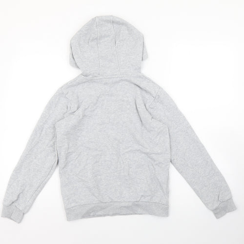 Marks and Spencer Girls Grey Cotton Pullover Hoodie Size 8-9 Years Pullover
