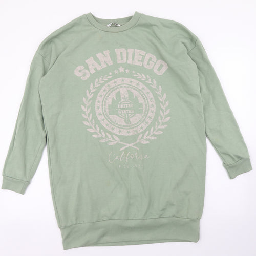 PEP&CO Womens Green Round Neck Cotton Pullover Jumper Size M - San Diego