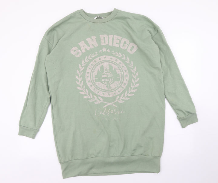 PEP&CO Womens Green Round Neck Cotton Pullover Jumper Size M - San Diego