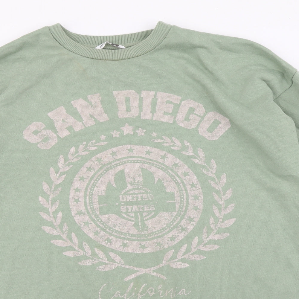 PEP&CO Womens Green Round Neck Cotton Pullover Jumper Size M - San Diego