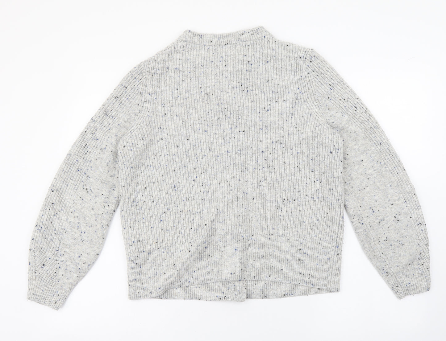 Marks and Spencer Womens Grey Round Neck Acrylic Cardigan Jumper Size 16