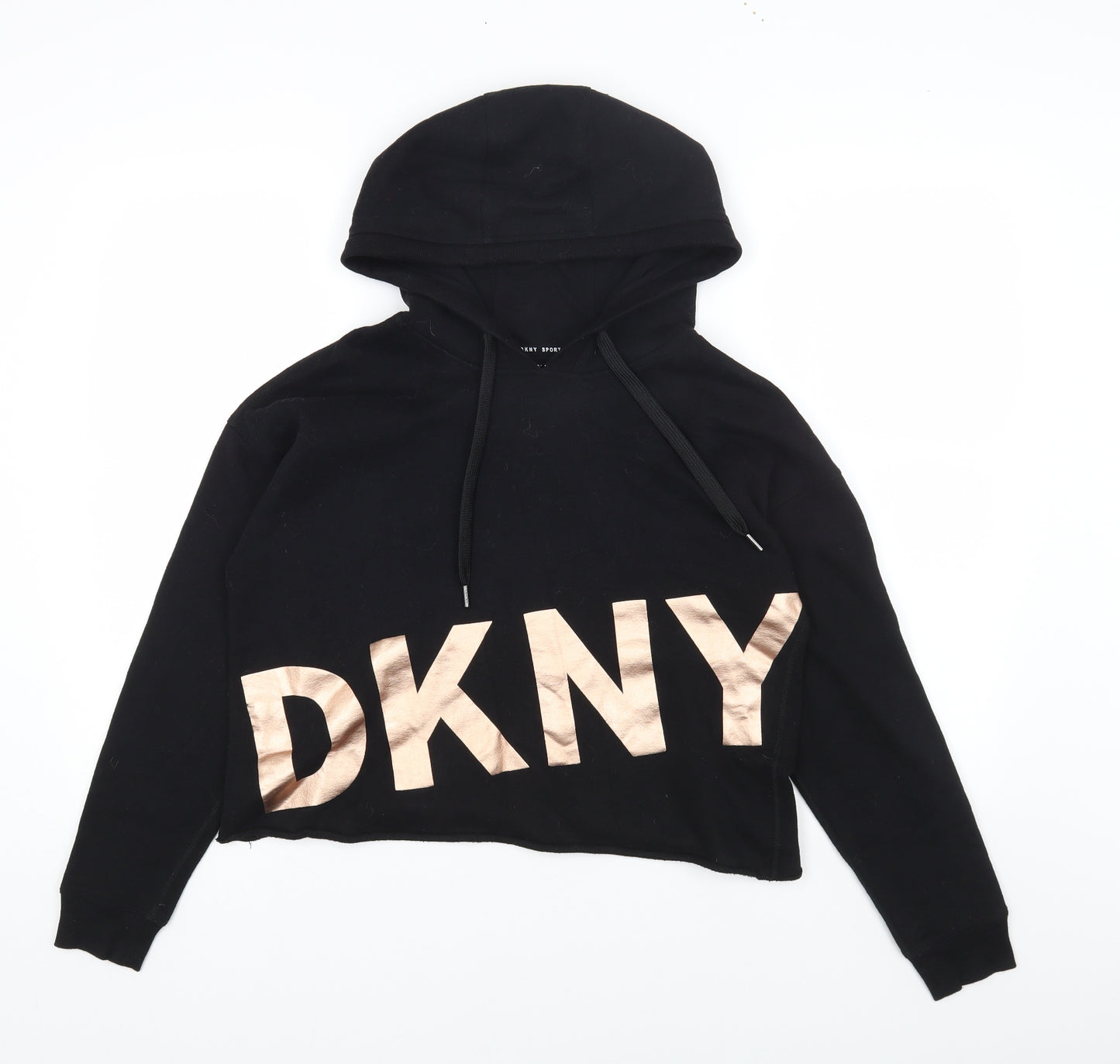 DKNY Womens Black Cotton Pullover Hoodie Size XS Pullover