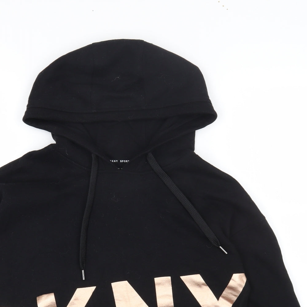 DKNY Womens Black Cotton Pullover Hoodie Size XS Pullover