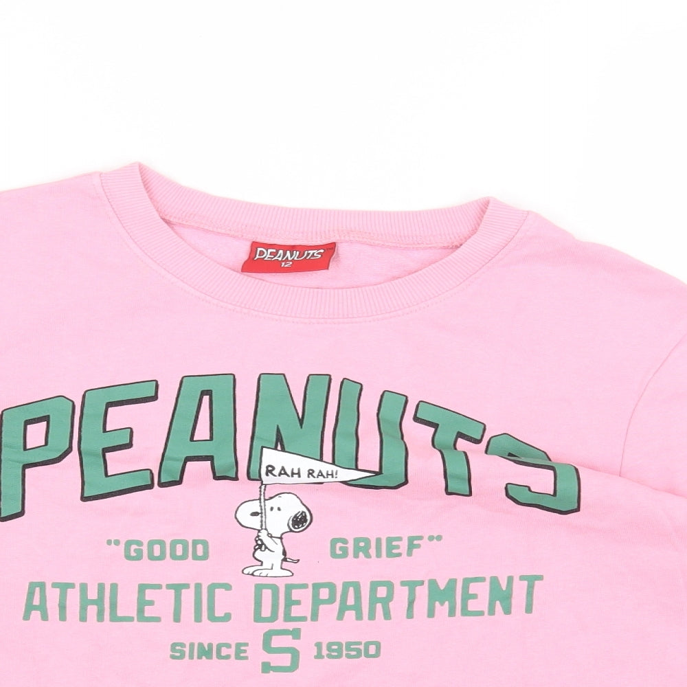 TU Womens Pink Cotton Pullover Sweatshirt Size 12 Pullover - Snoopy