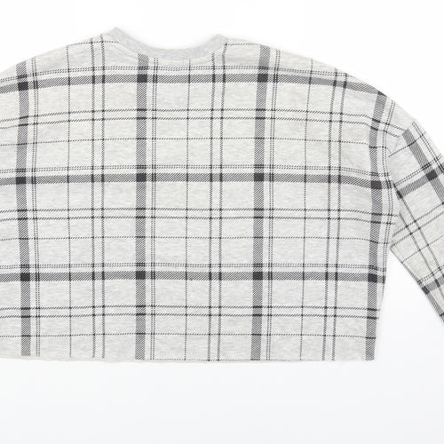Primark Womens Grey Plaid Cotton Pullover Sweatshirt Size XS Pullover